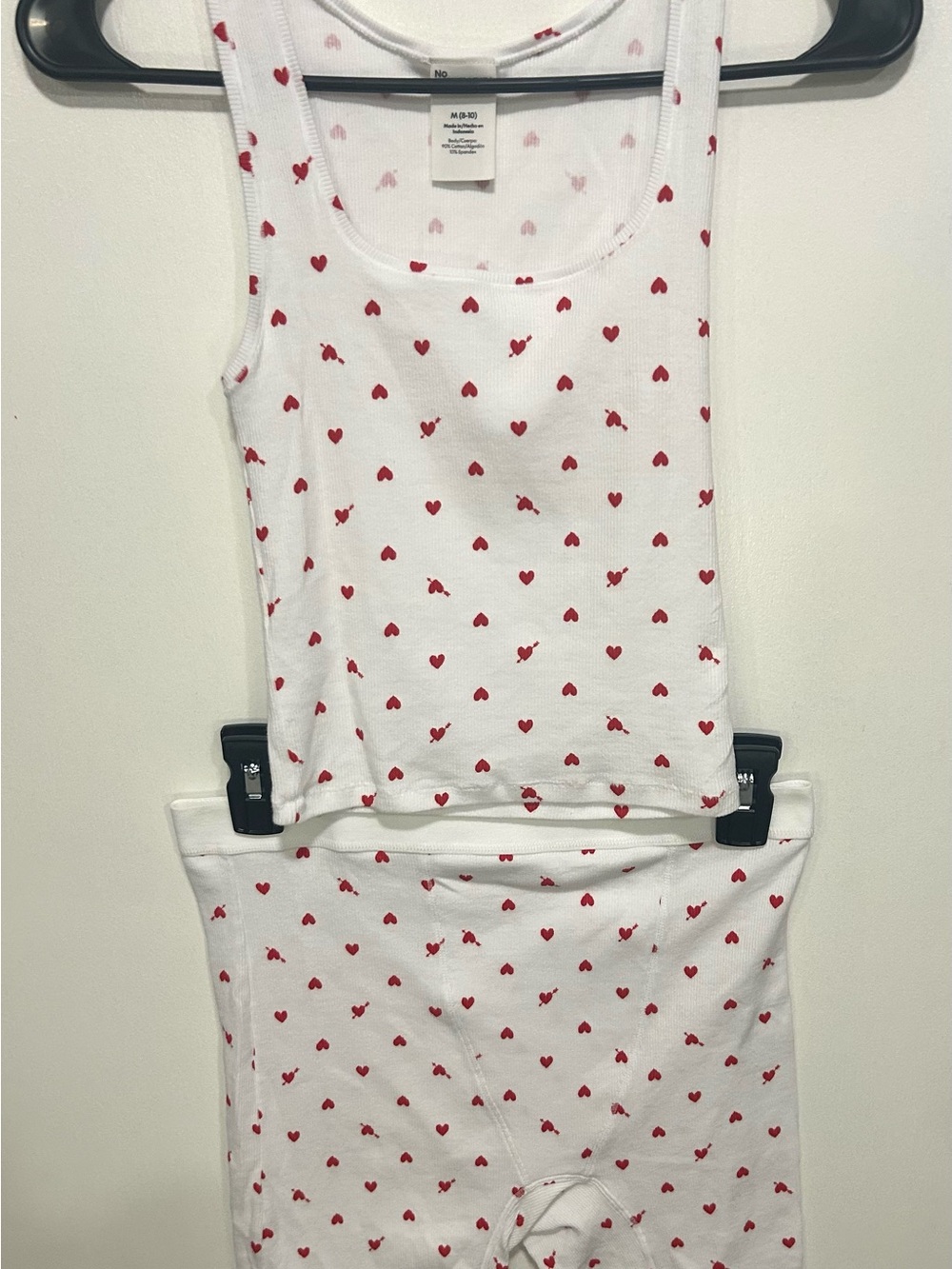 No Boundaries White Ribbed Tank with Red Heart Print
